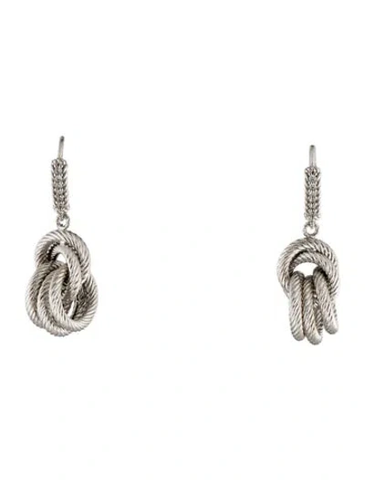 Pre-owned Judith Ripka Cubic Zirconia Drop Chain Hoop Earrings In Multi