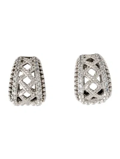 Pre-owned Judith Ripka Cubic Zirconia Drop Earclip Earrings In Multi