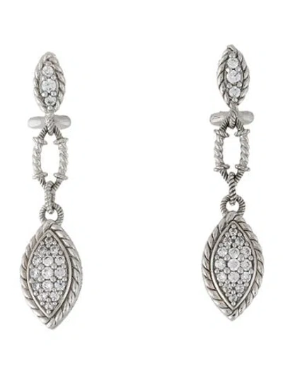 Pre-owned Judith Ripka Cubic Zirconia Drop Earclip Earrings In Multicolor