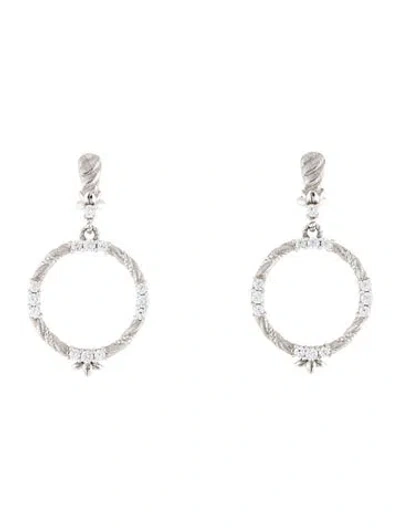 Pre-owned Judith Ripka Cubic Zirconia Drop Earclip Earrings In Multicolor