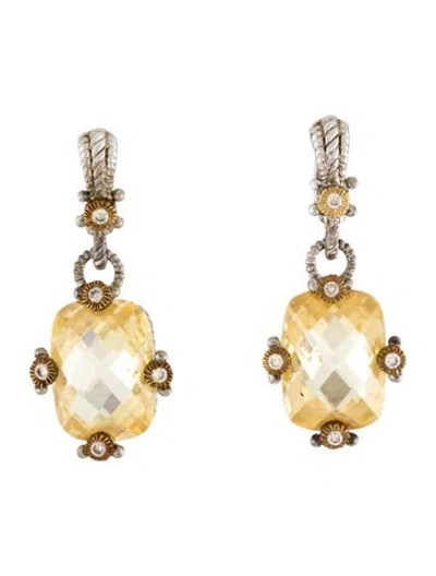 Pre-owned Judith Ripka Cubic Zirconia Drop Earrings In Multicolor