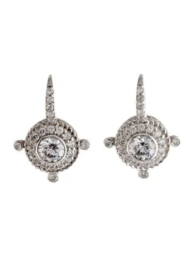 Pre-owned Judith Ripka Cubic Zirconia Drop Earrings In Multicolor
