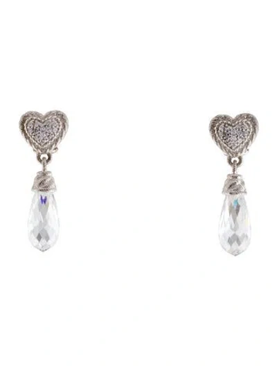 Pre-owned Judith Ripka Cubic Zirconia Drop Earrings In Transparent