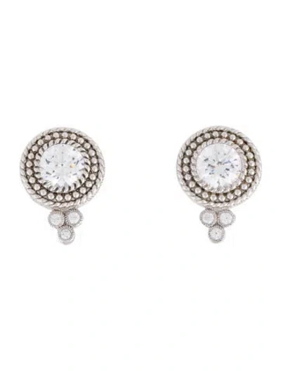Pre-owned Judith Ripka Cubic Zirconia Earclip Earrings In Multi