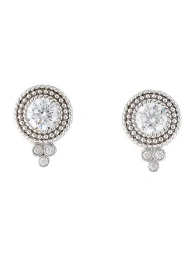 Pre-owned Judith Ripka Cubic Zirconia Earclip Earrings In Multicolor