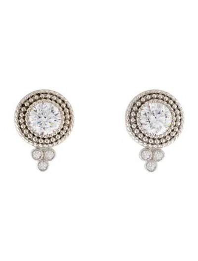 Pre-owned Judith Ripka Cubic Zirconia Earclip Earrings In Multicolor