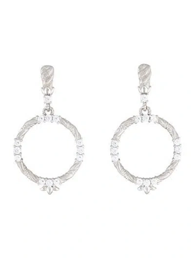 Pre-owned Judith Ripka Cubic Zirconia Earclip Hoop Earrings In Multicolor