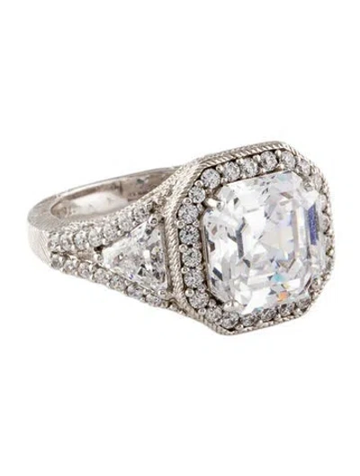 Pre-owned Judith Ripka Cubic Zirconia Engagement Ring In Transparent