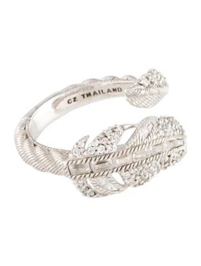 Pre-owned Judith Ripka Cubic Zirconia Feather Ring In Multi