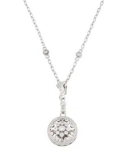 Pre-owned Judith Ripka Cubic Zirconia Filigree Pendant Necklace, 18" In Multi