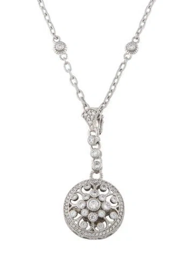 Pre-owned Judith Ripka Cubic Zirconia Filigree Pendant Necklace, 18" In Multi