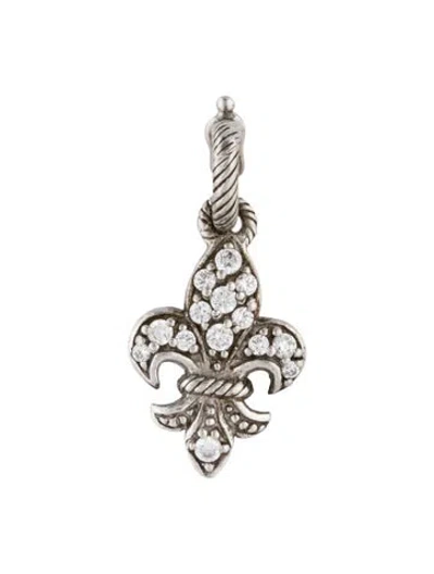 Pre-owned Judith Ripka Cubic Zirconia Fleur-de-lis Charm In Multi