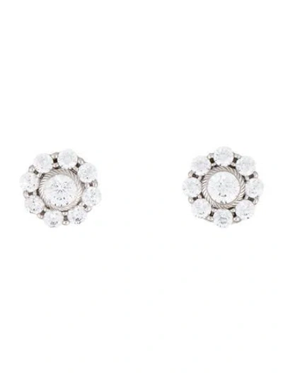 Pre-owned Judith Ripka Cubic Zirconia Flower Earclip Earrings In Multicolor