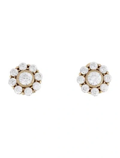 Pre-owned Judith Ripka Cubic Zirconia Flower Earclips In Multicolor