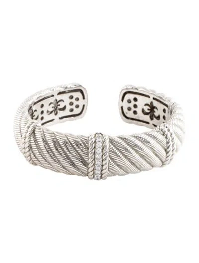 Pre-owned Judith Ripka Cubic Zirconia Haute Cuff Bracelet, 6" In Multicolor