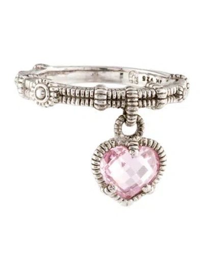 Pre-owned Judith Ripka Cubic Zirconia Heart Charm Ring In Multi