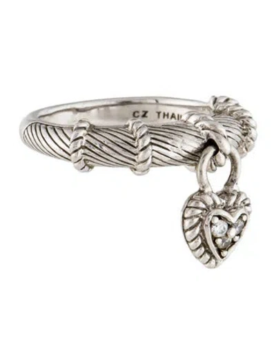 Pre-owned Judith Ripka Cubic Zirconia Heart Charm Ring In Multi