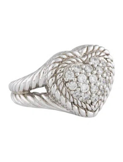 Pre-owned Judith Ripka Cubic Zirconia Heart Cocktail Ring In Multi
