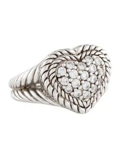 Pre-owned Judith Ripka Cubic Zirconia Heart Cocktail Ring In Multi