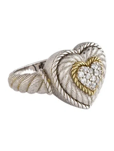 Pre-owned Judith Ripka Cubic Zirconia Heart Cocktail Ring In Transparent
