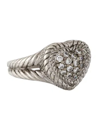 Pre-owned Judith Ripka Cubic Zirconia Heart Cocktail Ring In Transparent