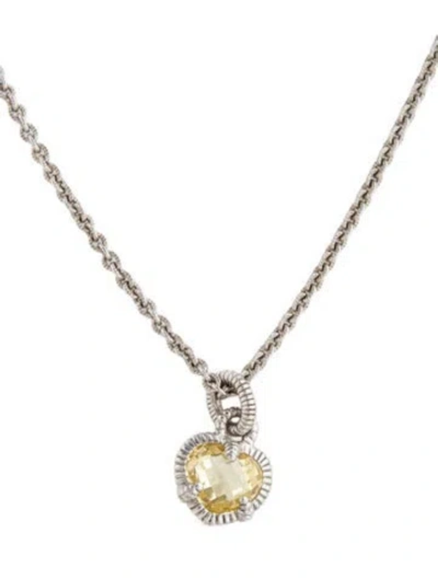 Pre-owned Judith Ripka Cubic Zirconia Heart Pendant Necklace, 16.75" In Multicolor