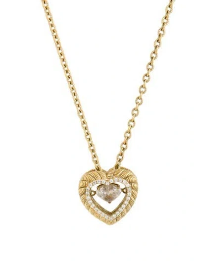 Pre-owned Judith Ripka Cubic Zirconia Heart Pendant Necklace, 20" In Multicolor