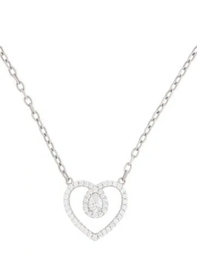 Pre-owned Judith Ripka Cubic Zirconia Heart Pendant Necklace, 20" In Multicolor