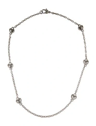 Pre-owned Judith Ripka Cubic Zirconia Heart Station Necklace, 20" In Multi