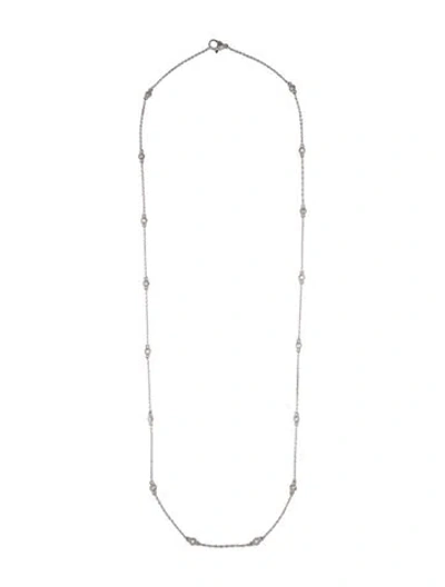 Pre-owned Judith Ripka Cubic Zirconia Heart Station Necklace, 36" In Multi