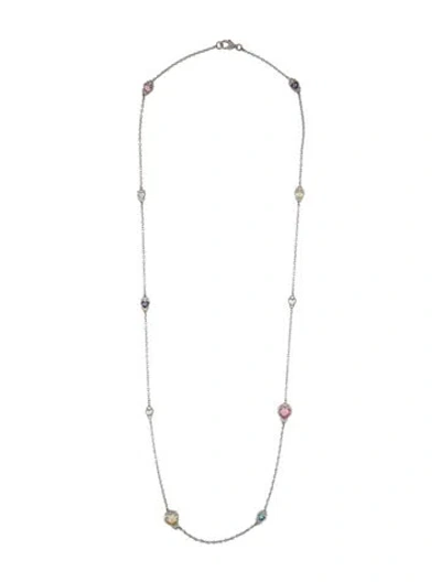 Pre-owned Judith Ripka Cubic Zirconia Heart Station Necklace, 36" In Multi