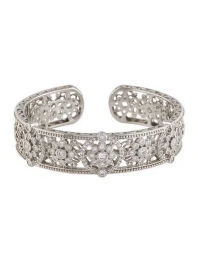 Pre-owned Judith Ripka Cubic Zirconia Hinge Cuff, 6.75" In Multi