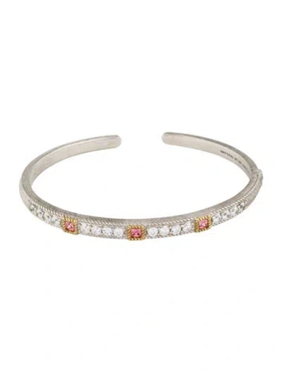 Pre-owned Judith Ripka Cubic Zirconia Hinge Cuff Bracelet, 7.25"