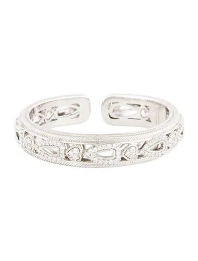 Pre-owned Judith Ripka Cubic Zirconia Hinged Cuff Bracelet, 6.5" In Multi