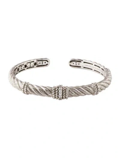 Pre-owned Judith Ripka Cubic Zirconia Hinged Cuff Bracelet, 7" In Multi