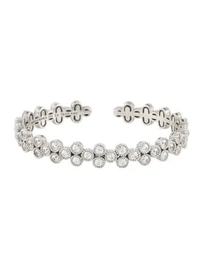 Pre-owned Judith Ripka Cubic Zirconia Hinged Cuff Bracelet, 7" In Multi