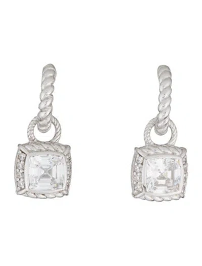 Pre-owned Judith Ripka Cubic Zirconia Hoop Drop Earrings In Multicolor