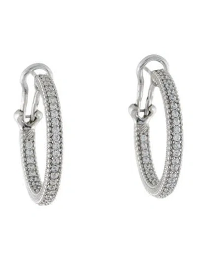 Pre-owned Judith Ripka Cubic Zirconia Hoop Earrings In Multi