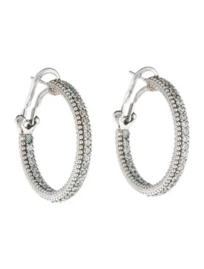 Pre-owned Judith Ripka Cubic Zirconia Hoop Earrings In Multi