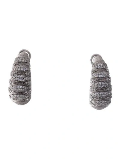 Pre-owned Judith Ripka Cubic Zirconia Hoop Earrings In Multi