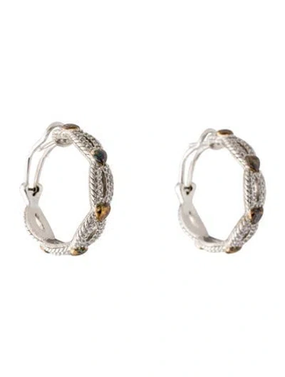 Pre-owned Judith Ripka Cubic Zirconia Hoop Earrings In Multicolor