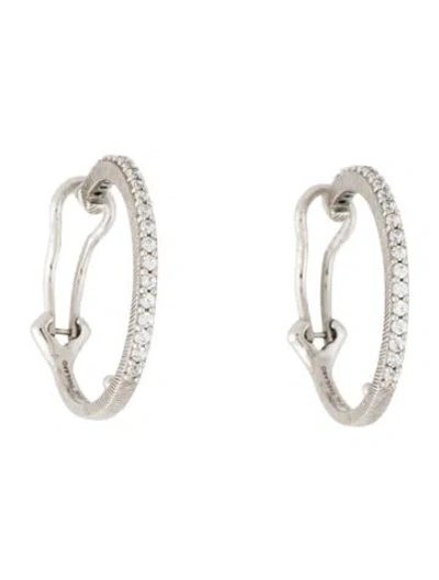 Pre-owned Judith Ripka Cubic Zirconia Hoop Earrings In Multicolor