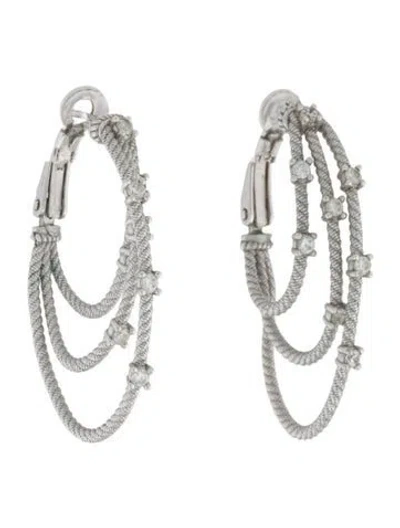 Pre-owned Judith Ripka Cubic Zirconia Hoop Earrings In Multicolor