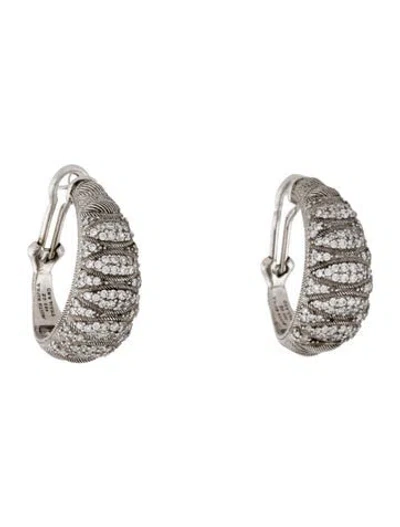 Pre-owned Judith Ripka Cubic Zirconia Hoop Earrings In Multicolor