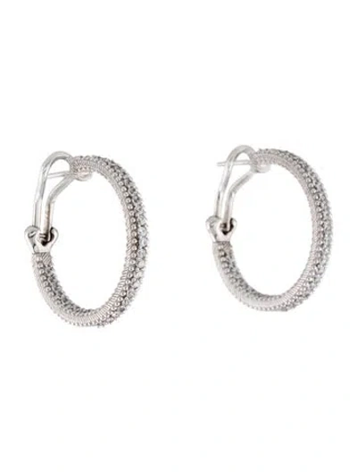Pre-owned Judith Ripka Cubic Zirconia Hoop Earrings In Multicolor