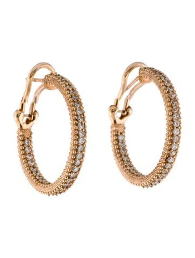 Pre-owned Judith Ripka Cubic Zirconia Hoop Earrings In Transparent