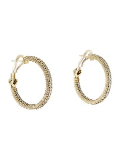 Pre-owned Judith Ripka Cubic Zirconia Inside Out Hoop Earrings In Multi