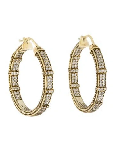 Pre-owned Judith Ripka Cubic Zirconia Inside Out Hoop Earrings In Multi