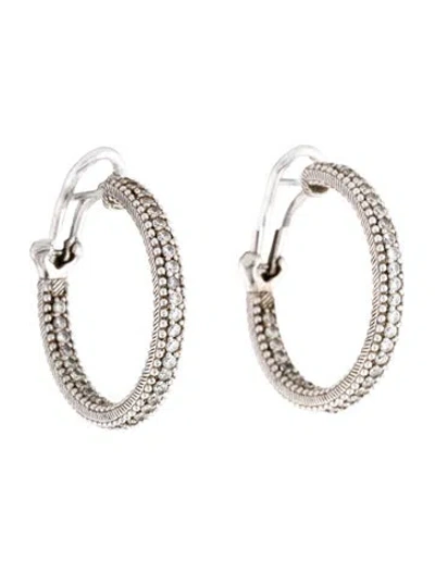 Pre-owned Judith Ripka Cubic Zirconia Inside-out Hoop Earrings In Multicolor