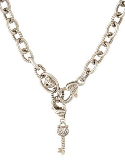 Pre-owned Judith Ripka Cubic Zirconia "key To My Heart" Necklace, 18" In Multi